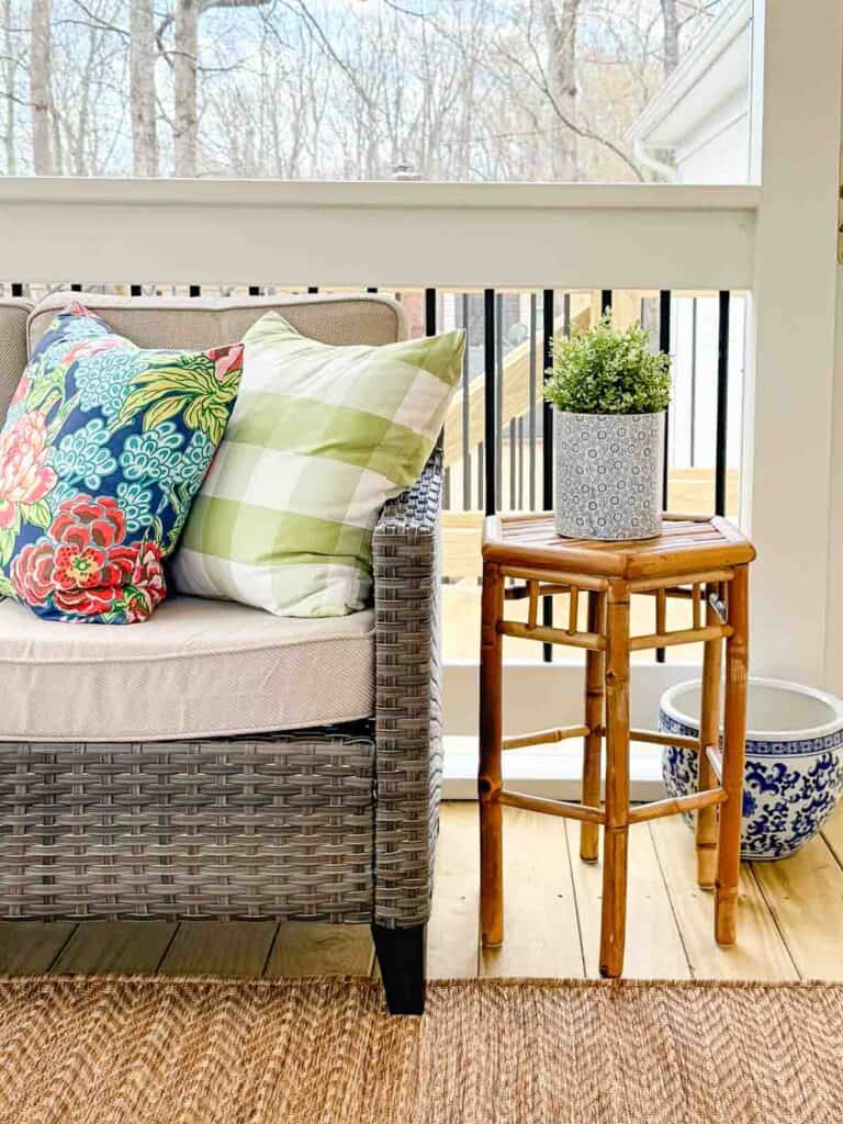 table and sofa on a deck