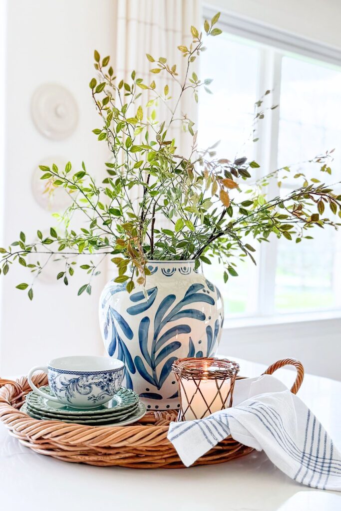 vignette with a blue-and-white vase