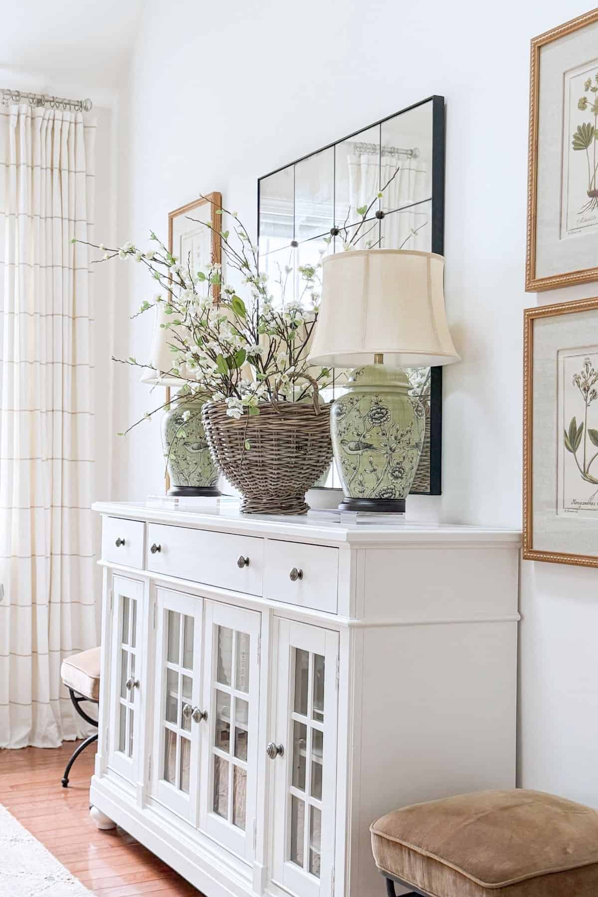 white buffet in the living room