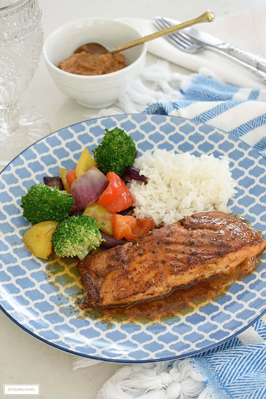 Salmon with Honey Chili Butter Spread