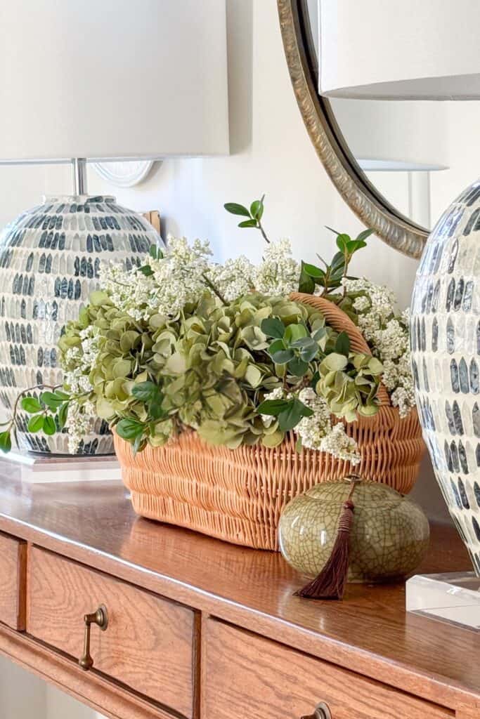 pretty arrangement on a foyer table