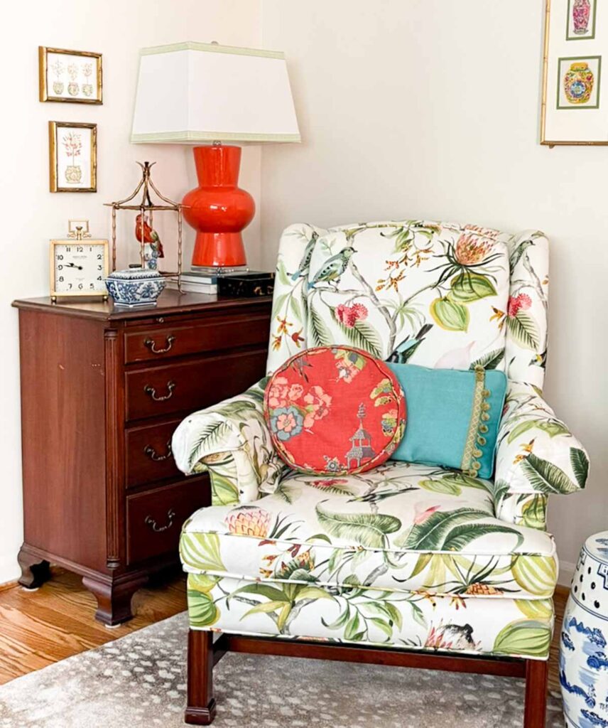 colorful chair with colorful pillows