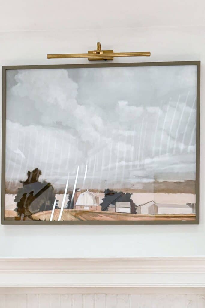 living room mantel- large painting