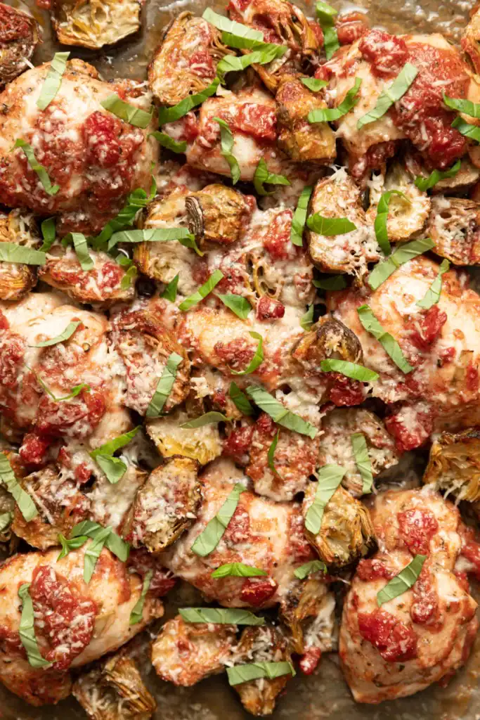 chicken artichoke and tomato with fresh basil