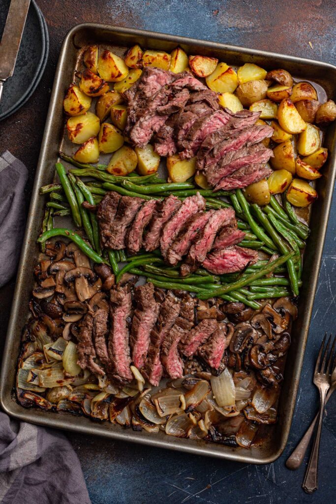 steak potato and green bean sheet pan dinner