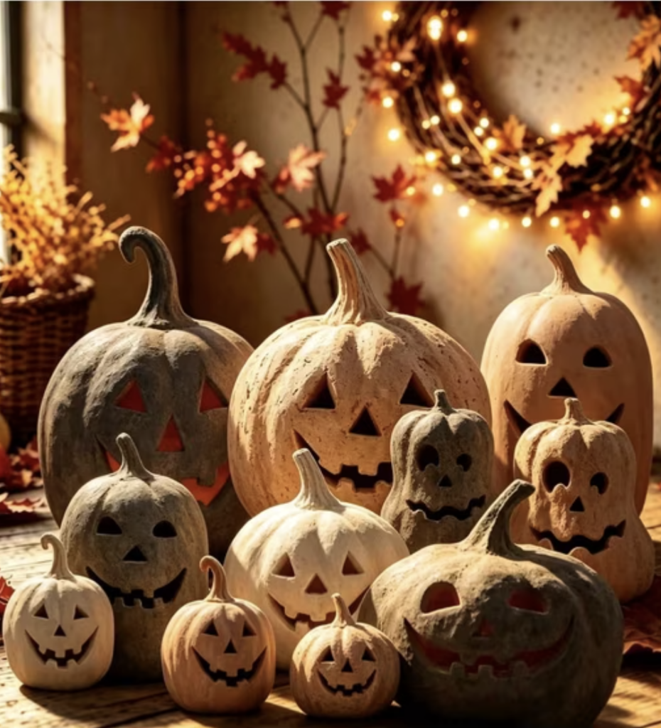 group of terracotta pumpkins