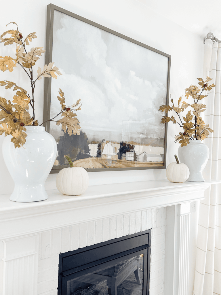 fall mantel with painting