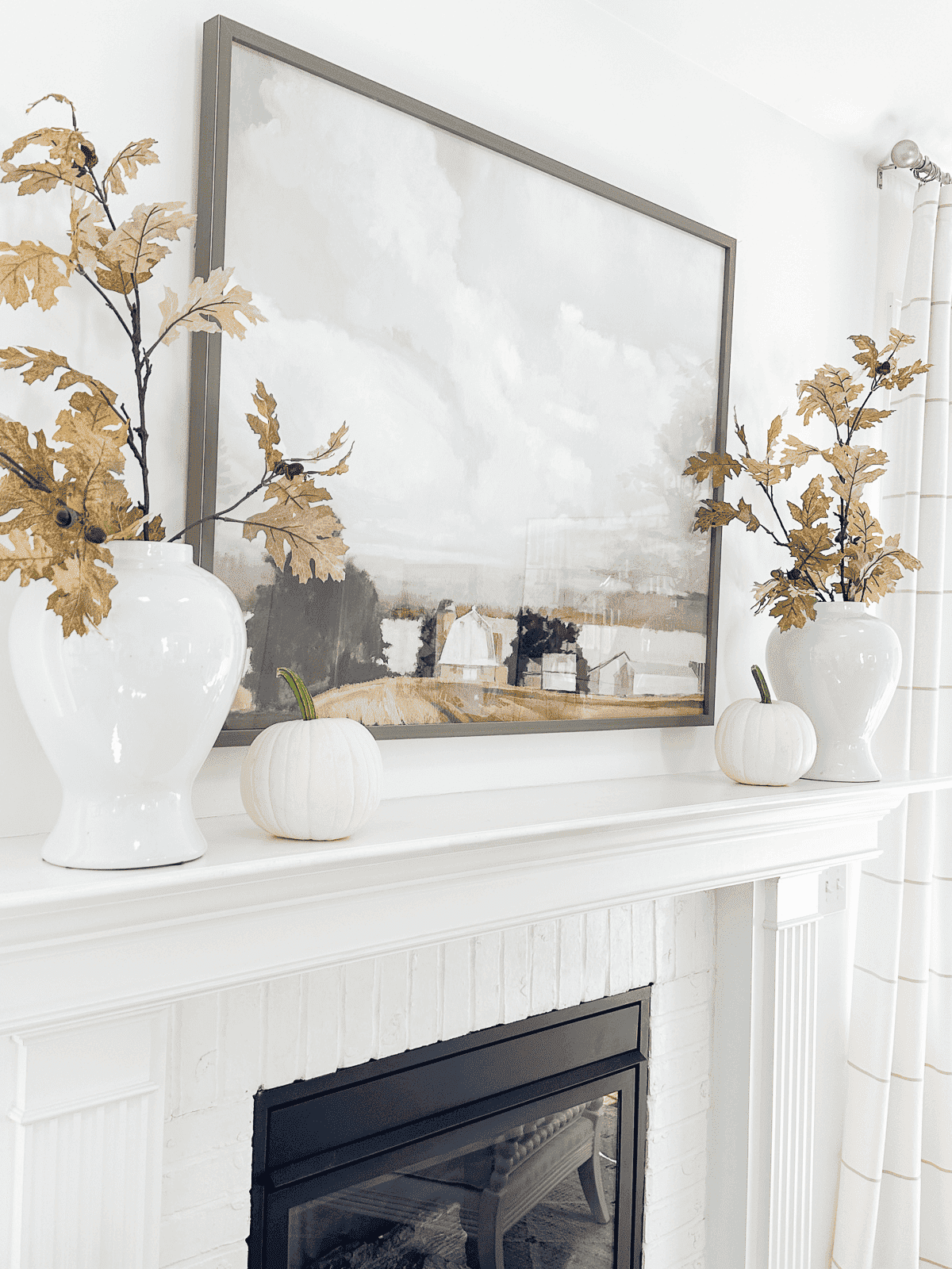 fall mantel with painting