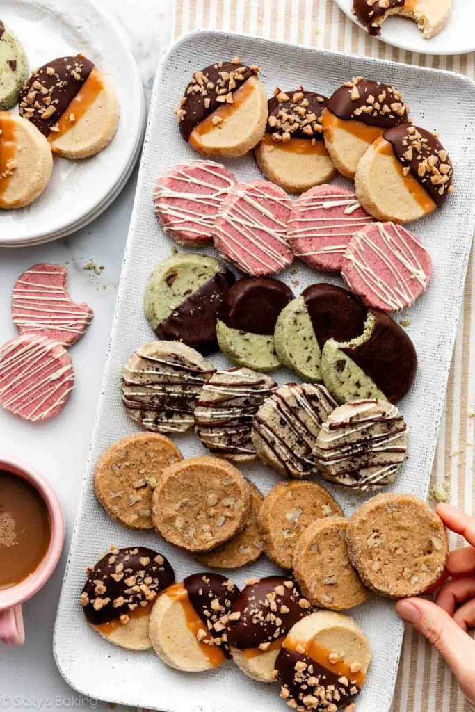5 slice and bake cookies on a white platter